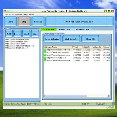 Link Popularity Monitor Screenshot